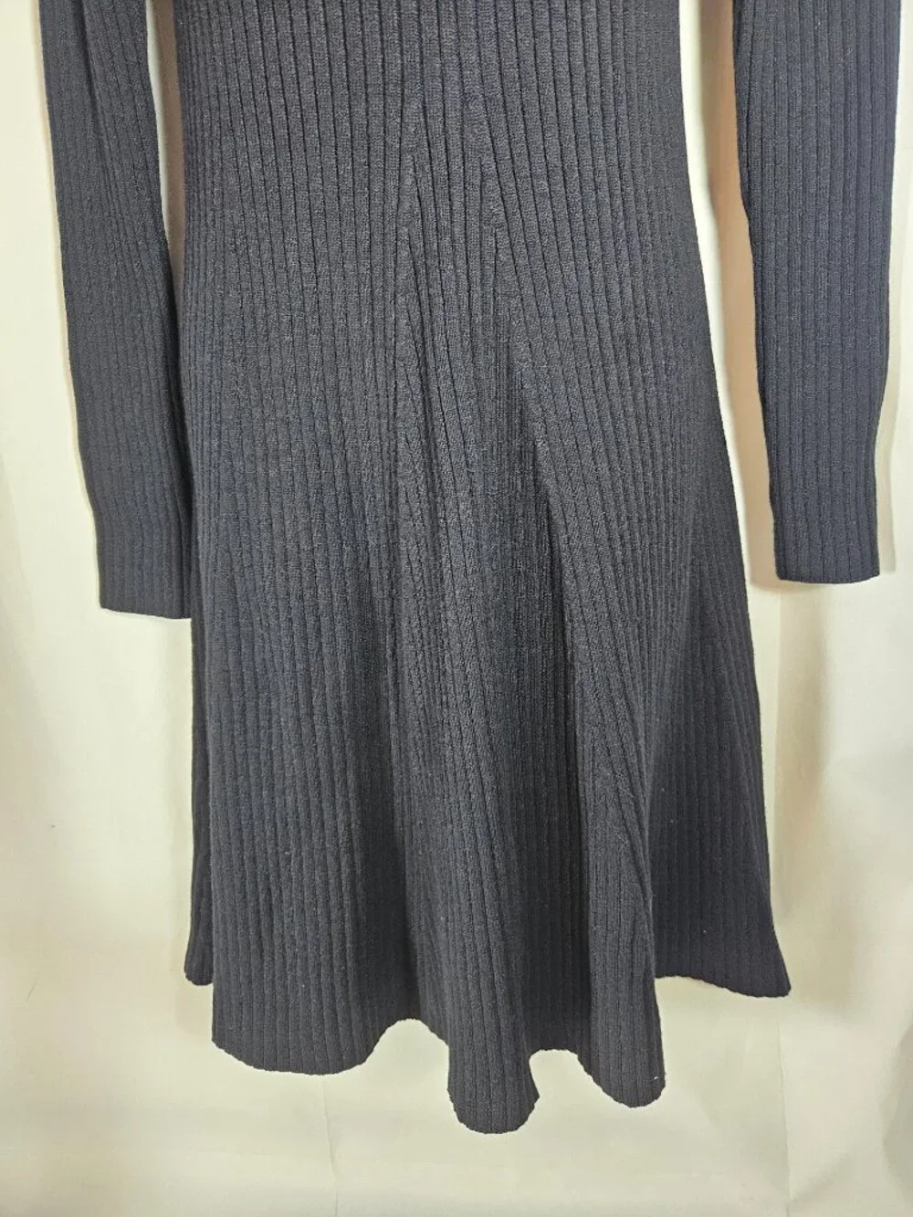 Banana Republic Ribbed Black Sweater Dress Women's Size Medium Long Sleeve Midi
